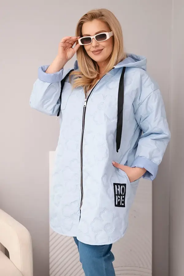 Kesi Włoski Prešita jakna Kesi Plus Size s kapuco HOPE modra