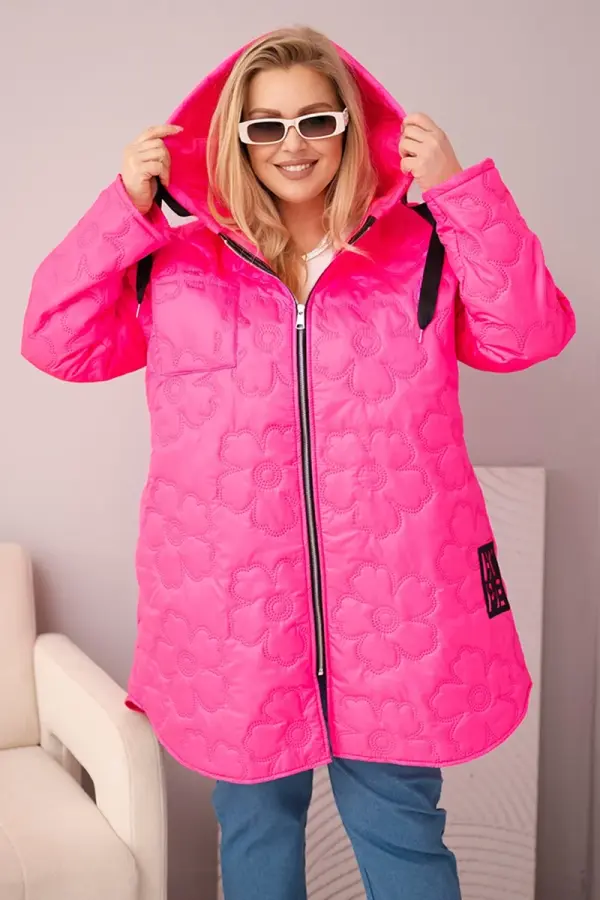 Kesi Włoski Prešita jakna Kesi Włoski Plus Size s kapuco, neon