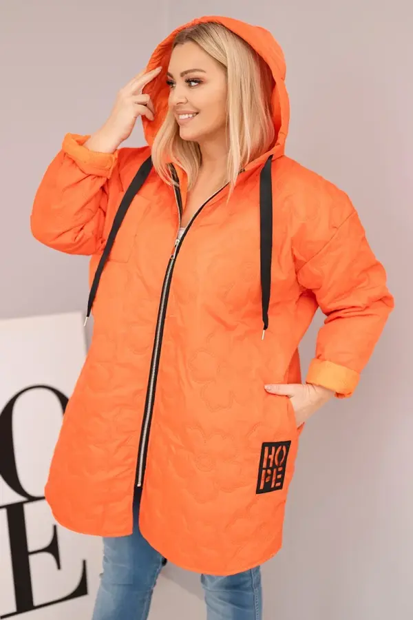 Kesi Włoski Prešita jakna za večje številke s kapuco HOPE