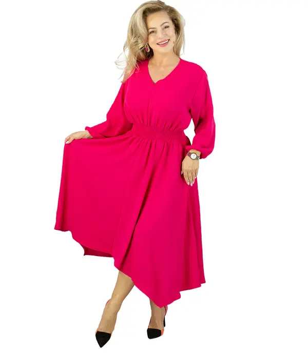 Pri Pri ADELE midi dress with elastic waist and v-neckline