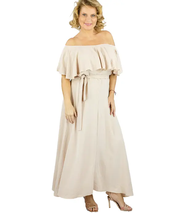 Pri Pri Airy maxi dress with ruffles and waist tie STELLA