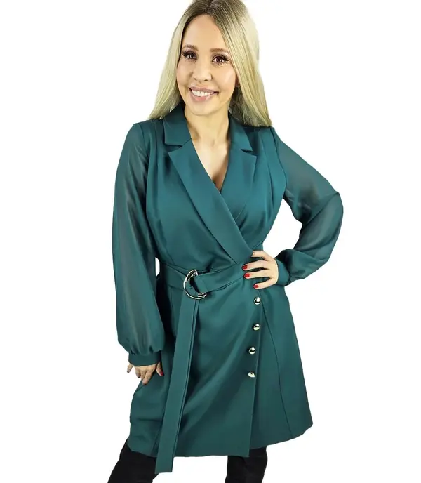 Pri Pri Elegant navy cut dress Waist belt Gold buttons ARIEL