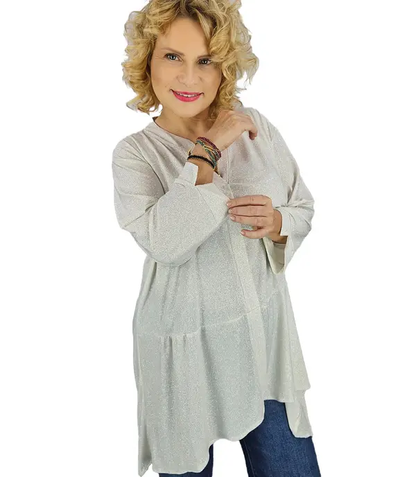 Pri Pri Elegant oversize Brocade tunic shirt with longer back NEVADA