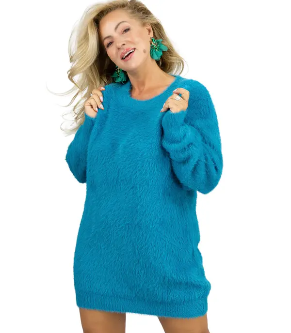 Pri Pri Fluffy sweater knit dress round neckline FLUFFY