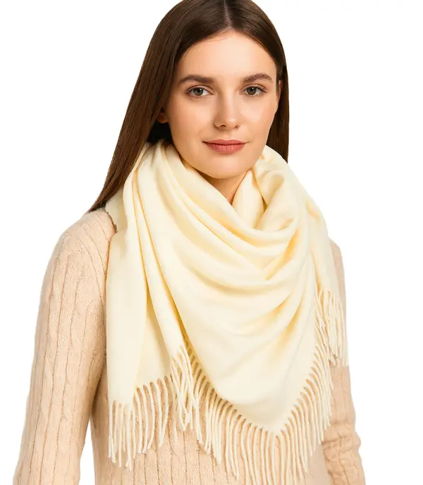 Pri Pri One-color shawl shlik scarf with fringe GRACE
