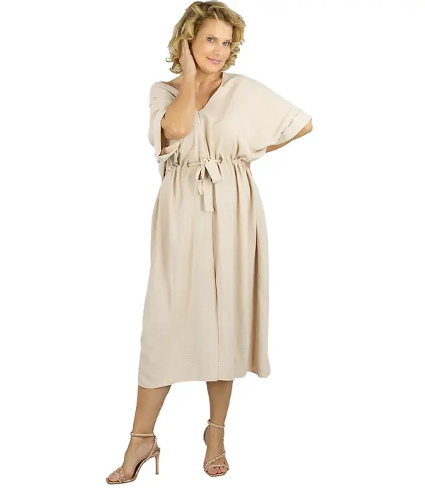 Pri Pri Oversize dress with belt and V neckline SOPHIA