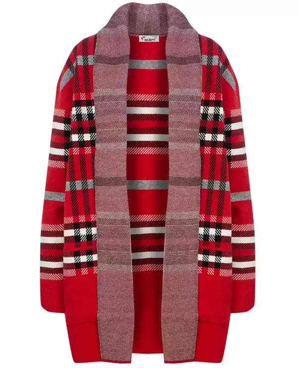 Pri Pri WARM Sweater. Checkered cardigan overlay