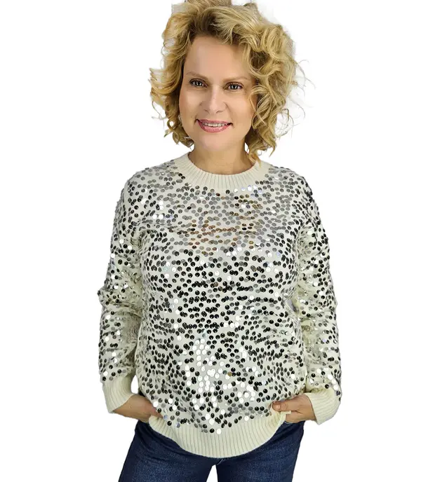 Pri Pri Warm women's sweater front with large sequins fashionable ALEXIS