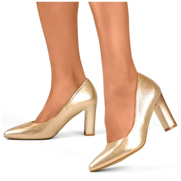 primohurt primohurt Gold elegant high-heeled pumps with leather insole