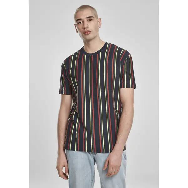 Urban Classics Printed Oversized Retro Striped Midnight Blonde/Tan T-Shirt