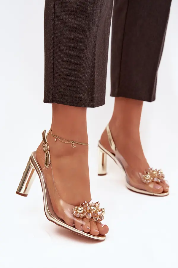 S. BARSKI Prozorni sandali s peto in okraski