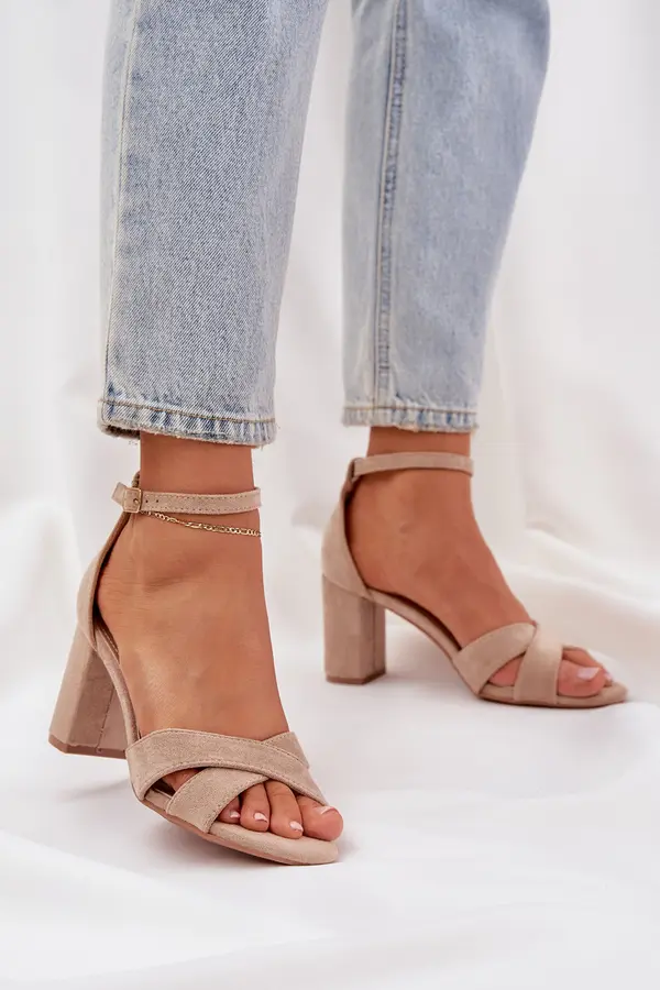 Boto PS1 Block Heel Sandals Made Of Eco Suede Beige Saniffia