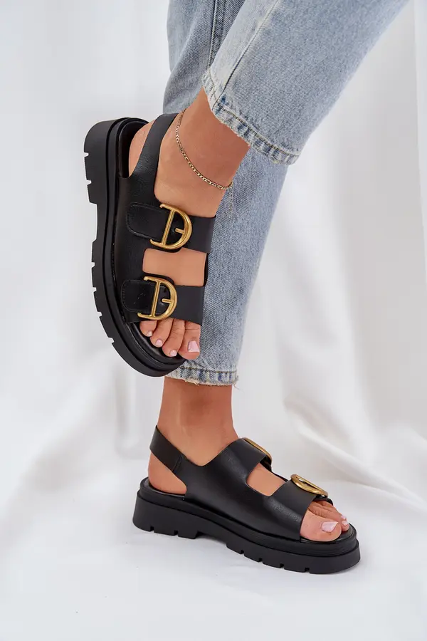 Boto PS1 Eco Leather Sandals With Buckles Black Vulinea
