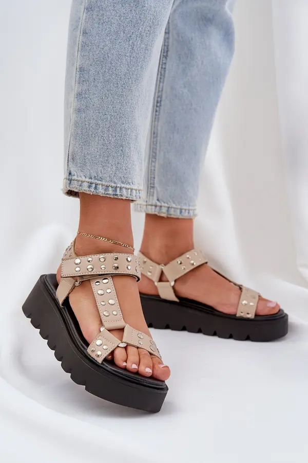 Boto PS1 Embellished sandals on platform beige Tatellia