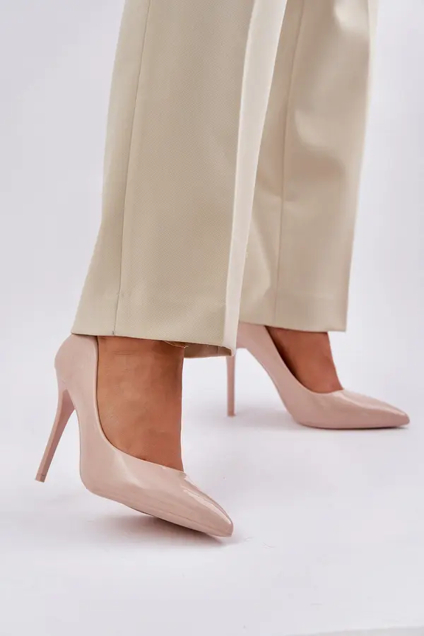Boto PS1 Lacquered High Heels With Pointed Toes Beige Vizana