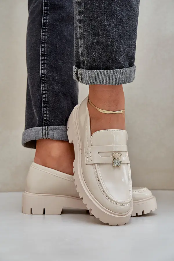 Boto PS1 Lacquered Women's Moccasins With Teddy Bear Beige Wulinea