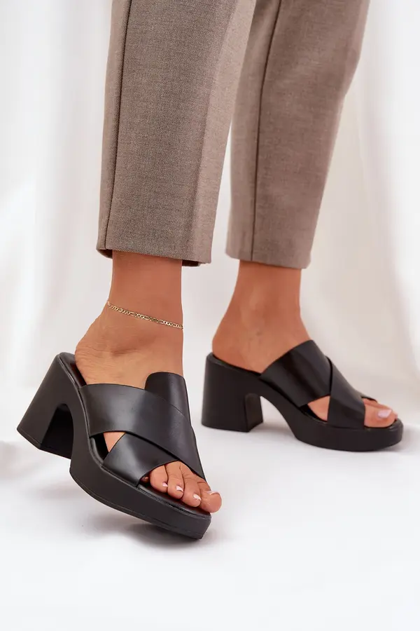 Boto PS1 Light Block Heels Made Of Eco Leather Black Kacaria