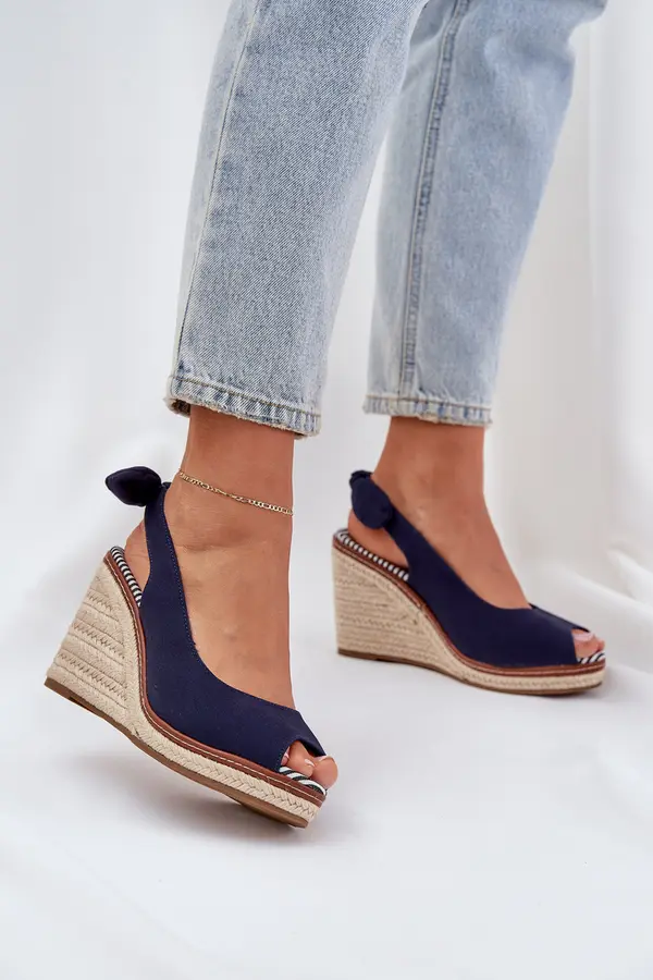 Boto PS1 Wedge Sandals With Braiding Navy Nanalis