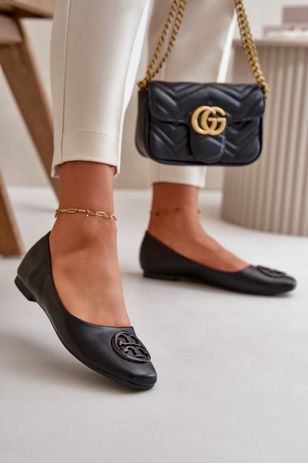 PS1 PS1 Women's Ballerina Flats with Eco Leather Decoration Black Rhodike