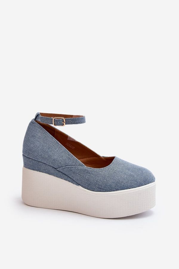 PS1 PS1 Women's Denim Wedge Espadrilles Blue Malla