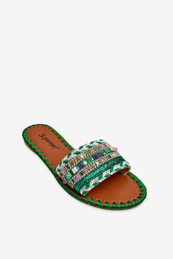 Boto PS1 Women's Embellished Slippers Green Bellisa