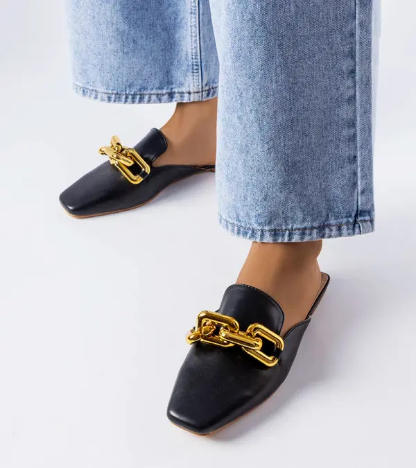 Boto PS1 Women's Slippers With Chain Black Call On Me