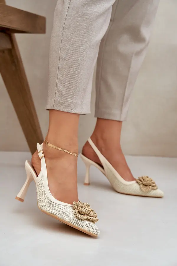 Boto PS1 Woven Heels With Open Back Beige Lanithra