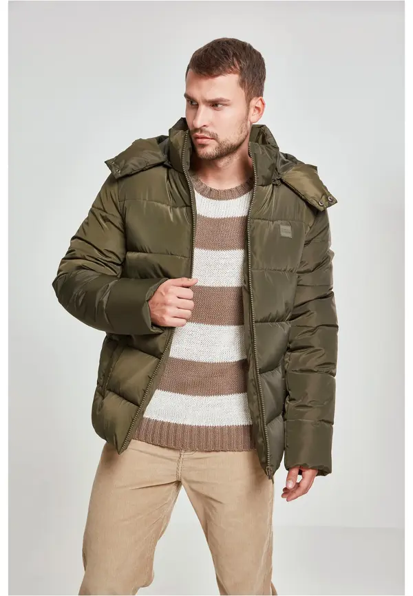 Urban Classics Puhasta jakna s kapuco, temno olivna