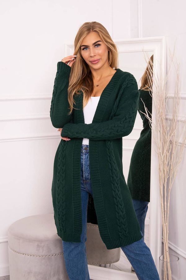 Kesi Pulover Cardigan pletenica temno zelena