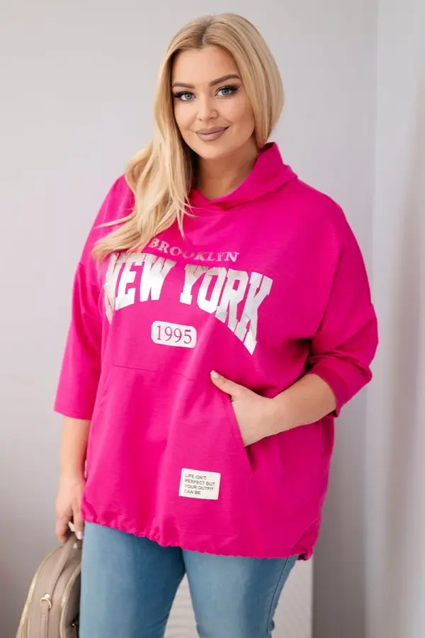 Kesi Włoski Pulover Kesi Włoski Plus Size s kengurujevim žepom