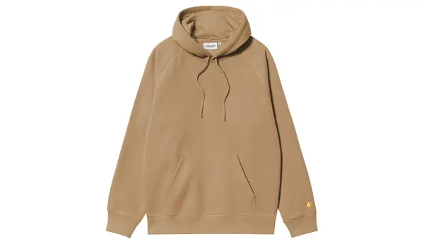 Carhartt Wip Pulover s kapuco Carhartt WIP Chase, svetlo rjave barve