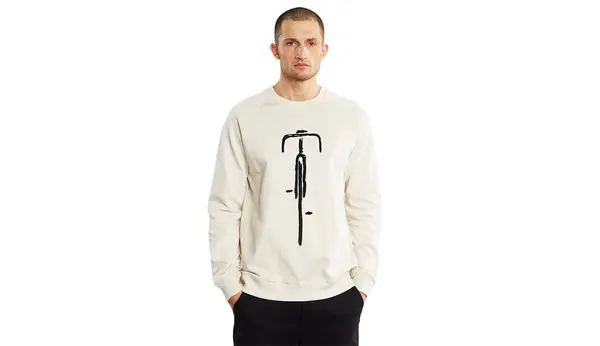 Dedicated Pulover s kapuco Dedicated Malmoe Bike Front Oat White