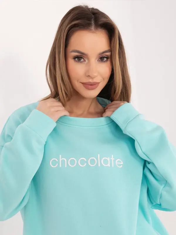 RUE PARIS Pulover z napisom RUE PARIS barve mint