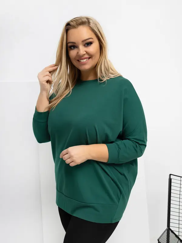 RELEVANCE Pulover z vzorcem plus size v temno zeleni barvi