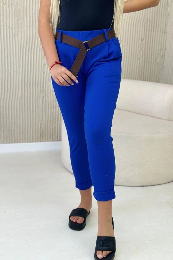 Kesi Punto Milano winter pants with a cornflower blue belt