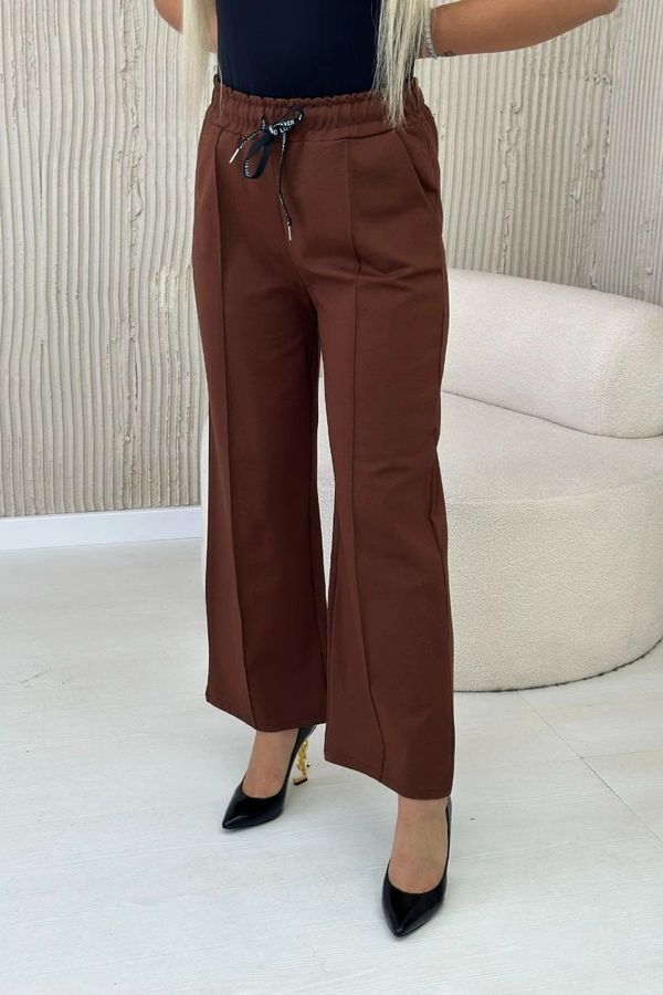 Kesi Punto Milano winter pants with wide legs brown