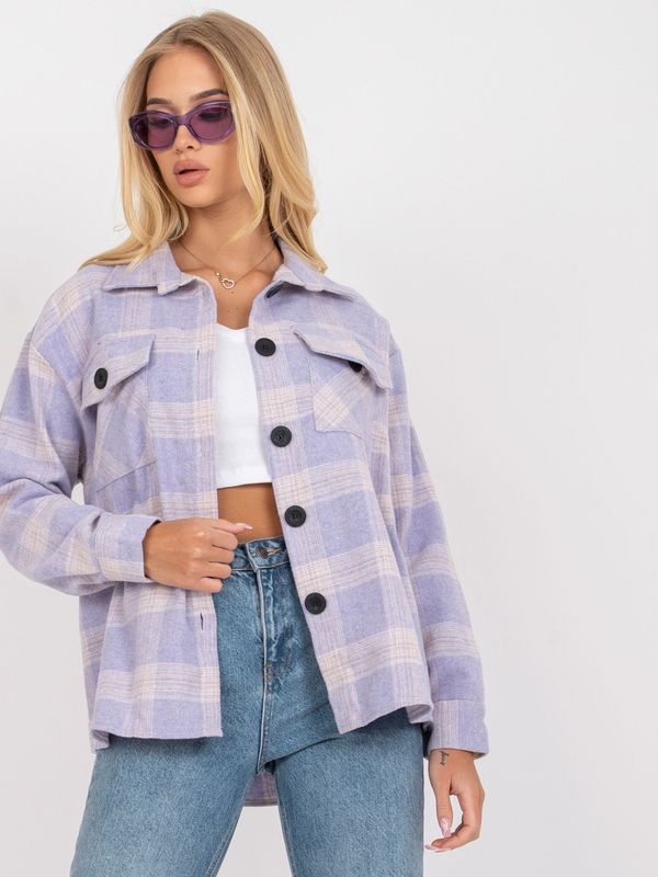 Fashionhunters Purple and pink warm checkered Solomia long sleeve shirt