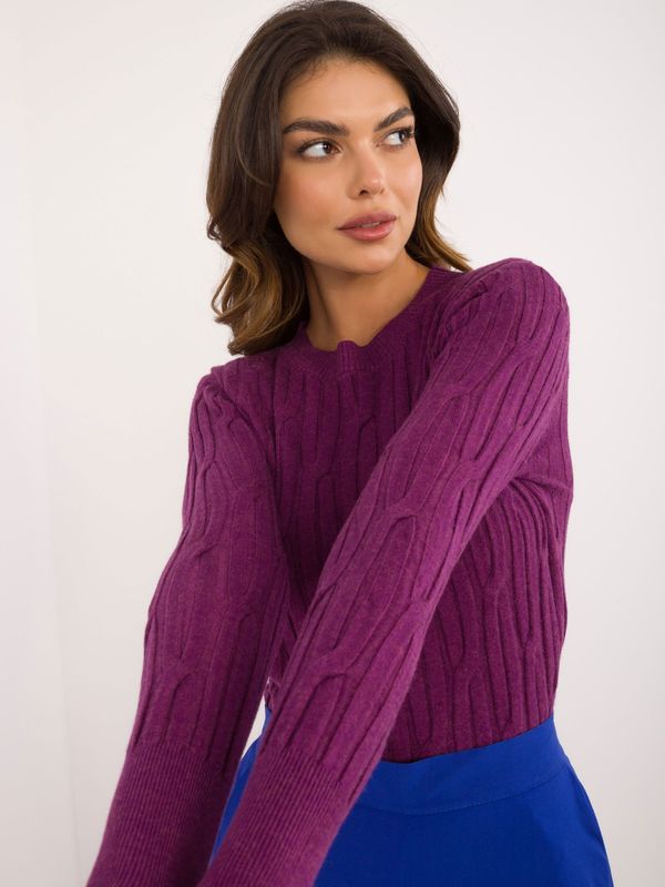 Fashionhunters Purple fitted classic sweater