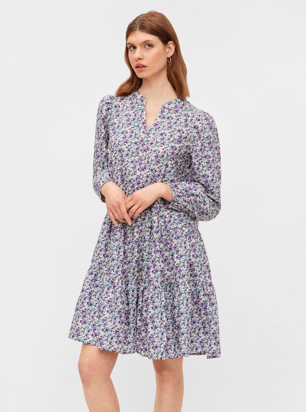 Pieces Purple Floral Dress Pieces Mikka - Women