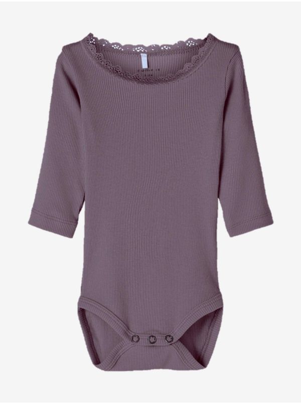 name it Purple girls' ribbed bodysuit with lace name it Kab - Girls