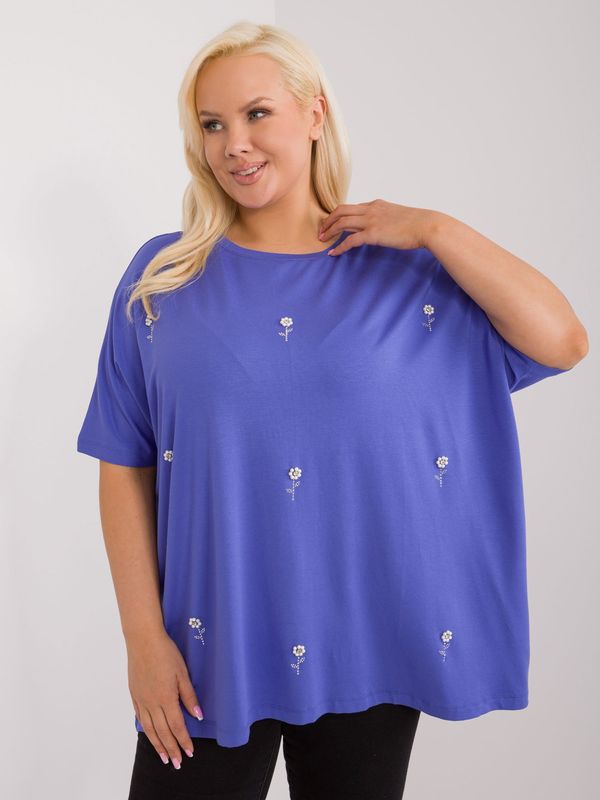 Fashionhunters Purple plus size blouse with appliqués