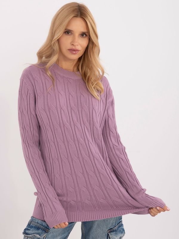 Fashionhunters Purple sweater with round neckline