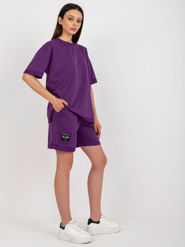 Fashionhunters Purple two-piece summer set