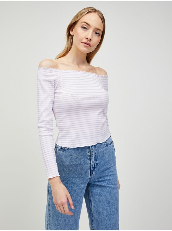 Pieces Purple-White Striped T-Shirt Pieces Alicia - Women