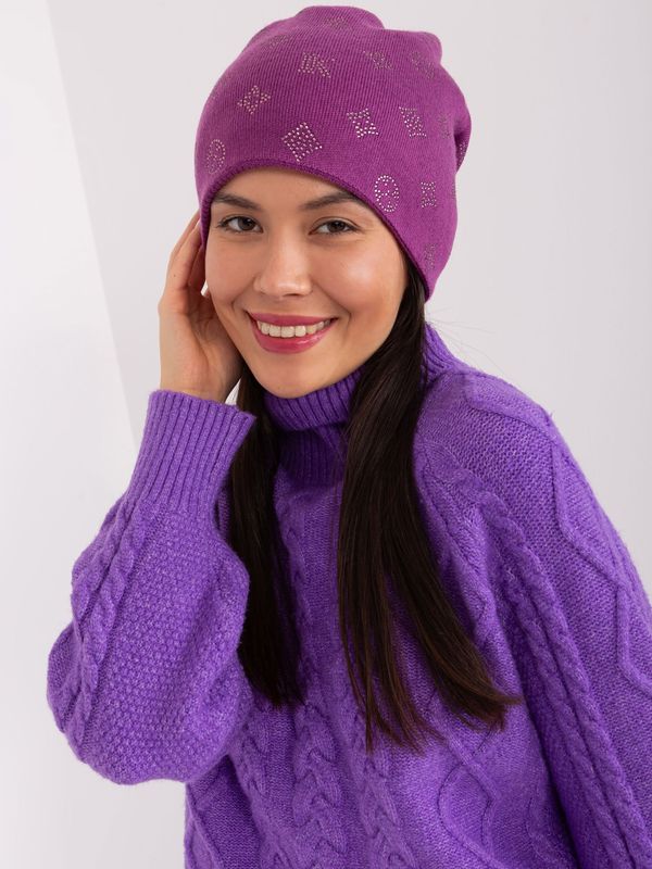 Fashionhunters Purple winter hat with cashmere