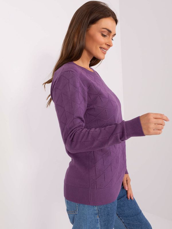 Fashionhunters Purple women's classic sweater with cotton