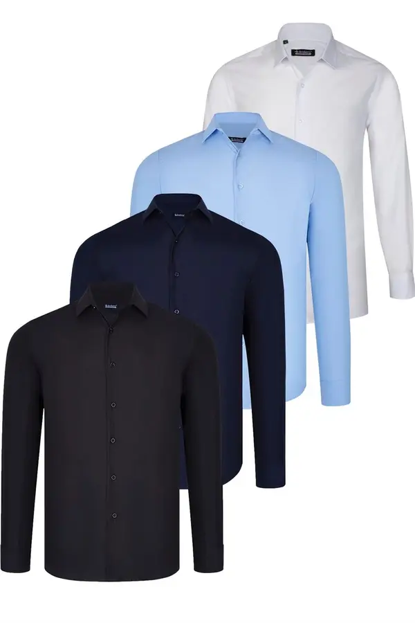 dewberry QUAD SET G726 DEWBERRY SHIRT-BLACK-WHITE-NAVY BLUE-BLUE