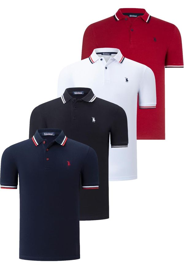 dewberry QUAD SET T8594 DEWBERRY MENS T-SHIRT-BLACK-WHITE-NAVY BLUE-BURGUNDY