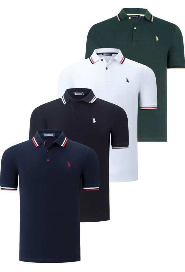 dewberry QUAD SET T8594 DEWBERRY MENS T-SHIRT-BLACK-WHITE-NAVY BLUE-NEFT