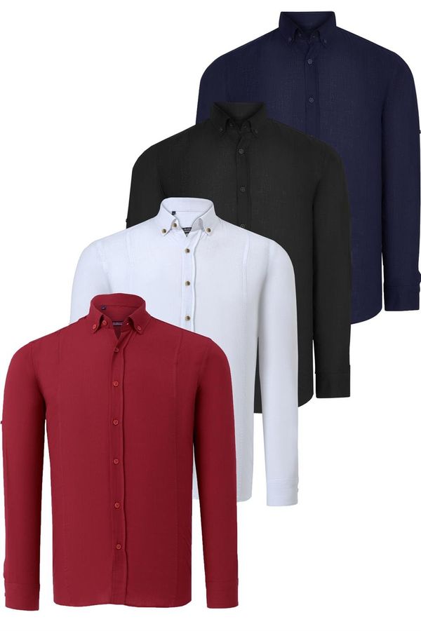 dewberry QUADRUPLE SET G721 DEWBERRY MEN'S SHIRT-BLACK-WHITE-NAVY-BURGUNDY